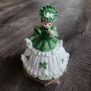 Lefton Irish Girl Music Box Vintage St Patrick's Day Ceramic